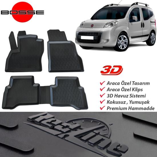 Fiat Fiorino Paspas Araca Özel 2007 2020 3D Havuzlu Paspas Redline Serisi