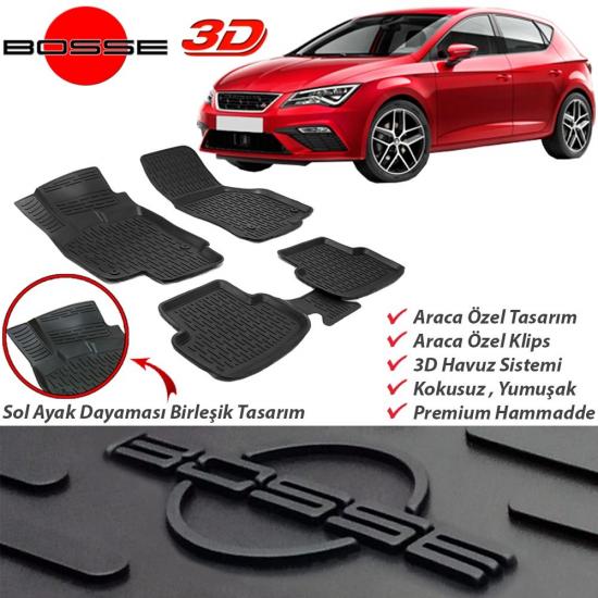 Seat Leon Paspas 3D Havuzlu 3. Kasa 2013 2019 Arası BOSSE Paspas