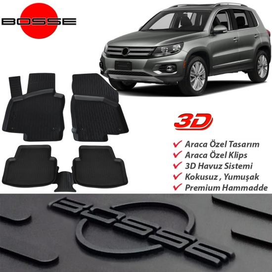 VW Tiguan Paspas 3D Havuzlu 2008 2015 Arası BOSSE Paspas