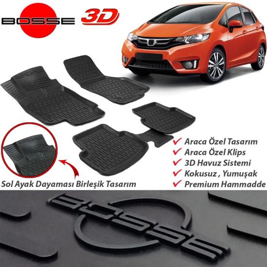 Honda Jazz Paspas Araca Özel 2015 2019 Arası BOSSE Paspas 3D Havuzlu