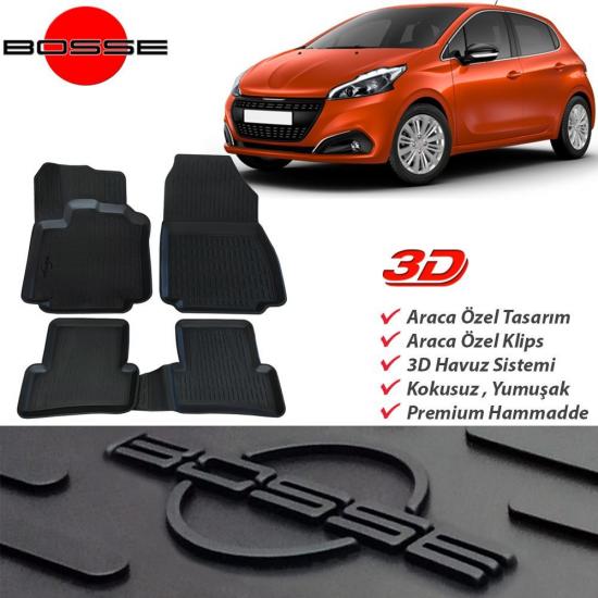 Peugeot 208 Paspas 3D Havuzlu 2013 2019 Arası BOSSE Paspas