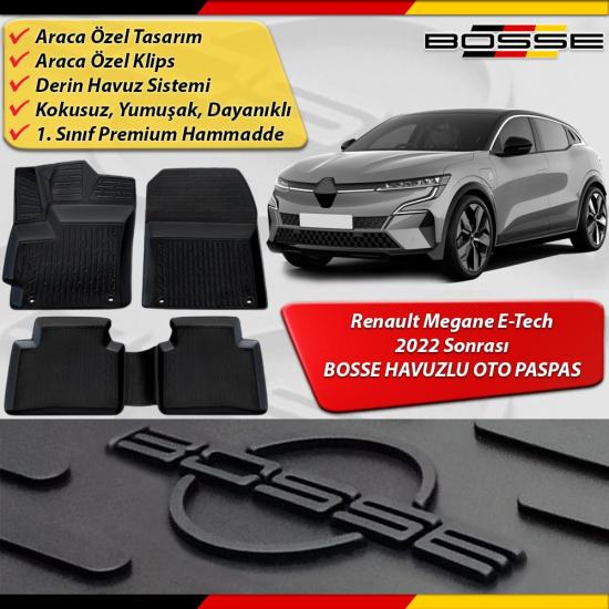 Renault Megane  Paspas Araca Özel E-Tech 2022 2024 BOSSE Paspas 3D Havuzlu