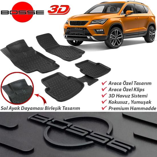 Seat Ateca Paspas Araca Özel 2016 2024 BOSSE Paspas 3D Havuzlu